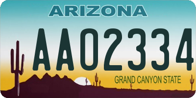 AZ license plate AAO2334