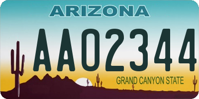 AZ license plate AAO2344
