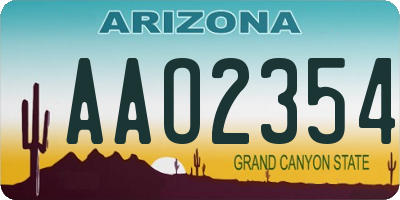 AZ license plate AAO2354