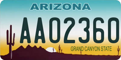 AZ license plate AAO2360