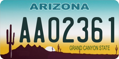 AZ license plate AAO2361