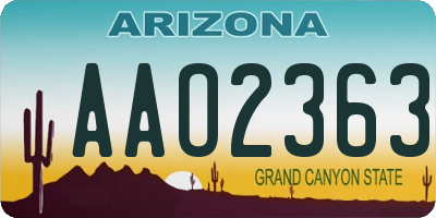 AZ license plate AAO2363