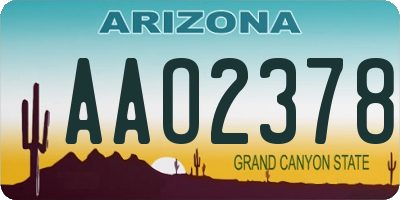 AZ license plate AAO2378