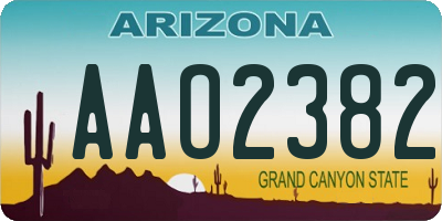 AZ license plate AAO2382