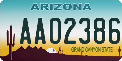 AZ license plate AAO2386