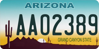 AZ license plate AAO2389