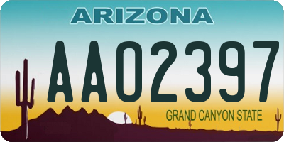 AZ license plate AAO2397