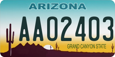 AZ license plate AAO2403