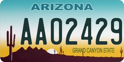 AZ license plate AAO2429