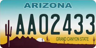 AZ license plate AAO2433