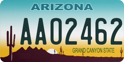 AZ license plate AAO2462
