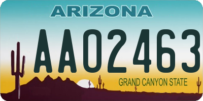 AZ license plate AAO2463