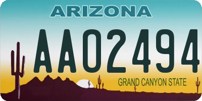 AZ license plate AAO2494