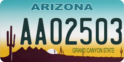 AZ license plate AAO2503