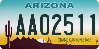 AZ license plate AAO2511