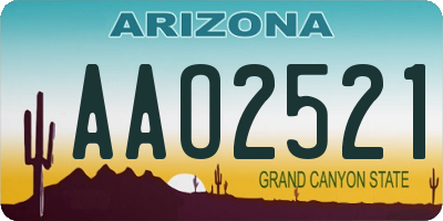 AZ license plate AAO2521