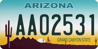 AZ license plate AAO2531