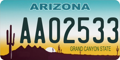 AZ license plate AAO2533