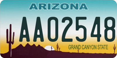 AZ license plate AAO2548