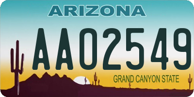 AZ license plate AAO2549
