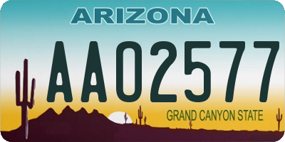 AZ license plate AAO2577