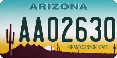AZ license plate AAO2630