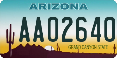 AZ license plate AAO2640