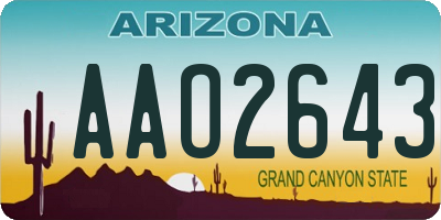 AZ license plate AAO2643