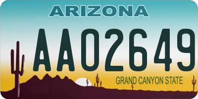 AZ license plate AAO2649