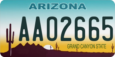 AZ license plate AAO2665