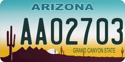 AZ license plate AAO2703