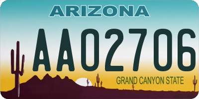 AZ license plate AAO2706