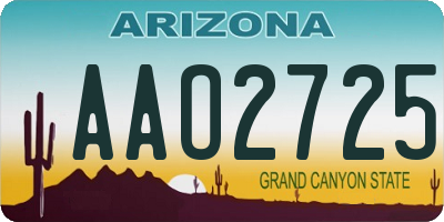 AZ license plate AAO2725