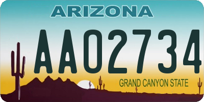 AZ license plate AAO2734