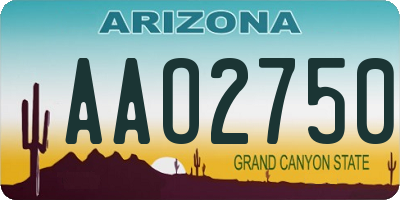 AZ license plate AAO2750