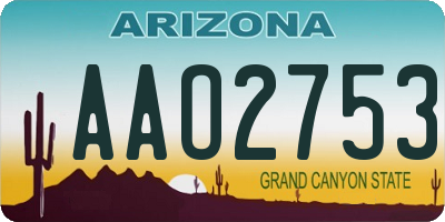 AZ license plate AAO2753
