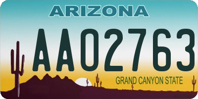 AZ license plate AAO2763