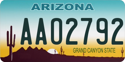 AZ license plate AAO2792