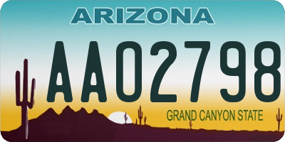 AZ license plate AAO2798