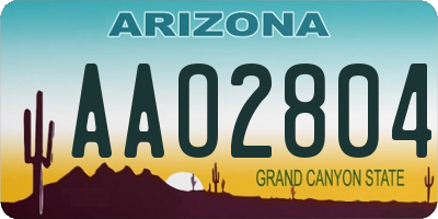 AZ license plate AAO2804
