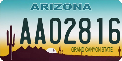 AZ license plate AAO2816