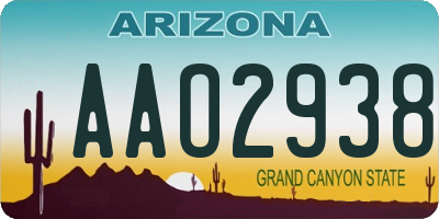 AZ license plate AAO2938