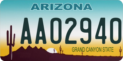 AZ license plate AAO2940