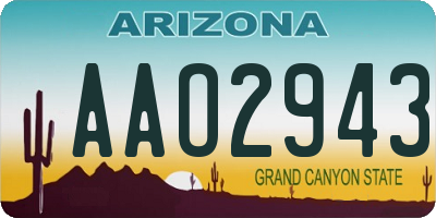 AZ license plate AAO2943