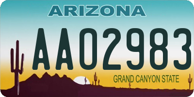 AZ license plate AAO2983
