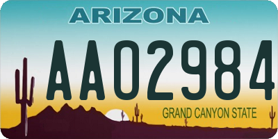 AZ license plate AAO2984