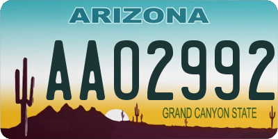 AZ license plate AAO2992