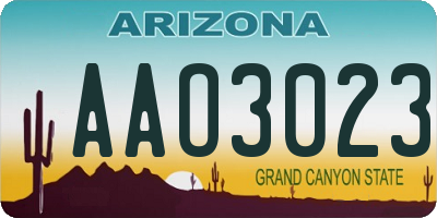 AZ license plate AAO3023