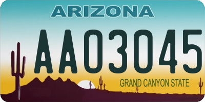 AZ license plate AAO3045