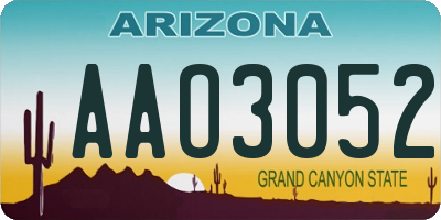 AZ license plate AAO3052
